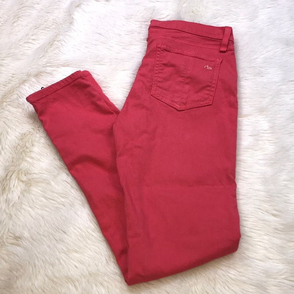 Rag & Bone salmon pink zipper capris skinny jeans - Picture 3 of 8